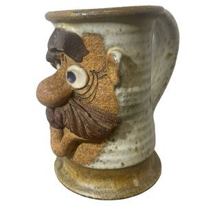 MMS Design Studio Ceramic Art Brown and Cream Whimsical Mug